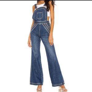 NWT Free People chasing rainbow overalls
